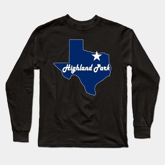 Highland Park Texas Lone Star State Map TX City Navy Blue Long Sleeve T-Shirt by Sports Stars ⭐⭐⭐⭐⭐